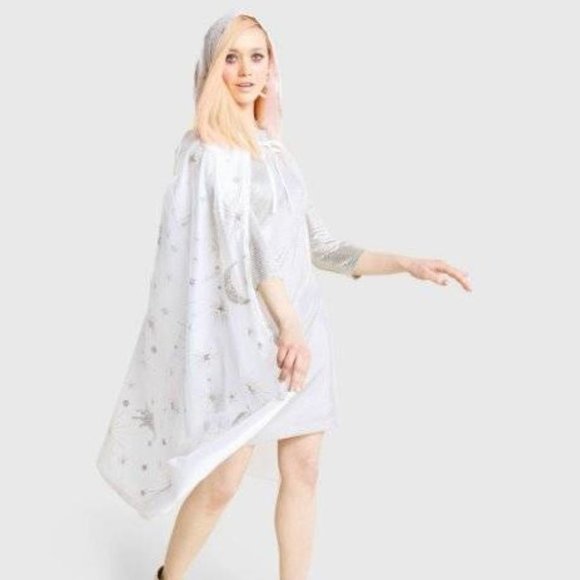 Hyde & Eek Accessories - Cape White Gold Halloween Costume Celestial Stars Moons Horses Hooded Womens